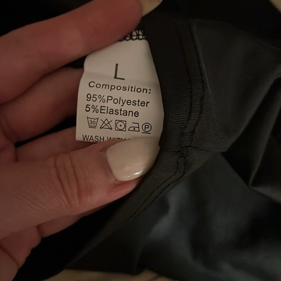 Black L dress one shoulder silver crystal chain sleeveless bodycon mini - Picture 6 of 11